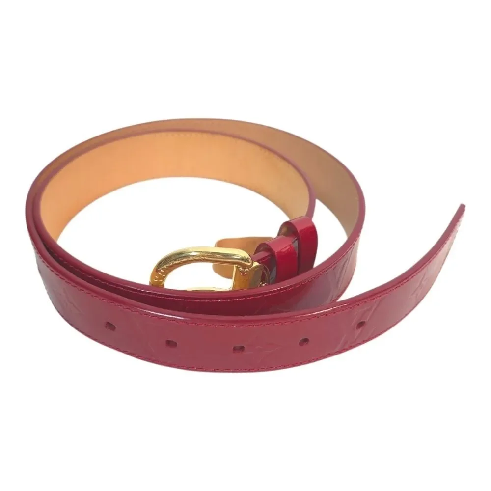 Louis Vuitton Red Vernis Leather Belt Gold Buckle Size 90/36 Made in France